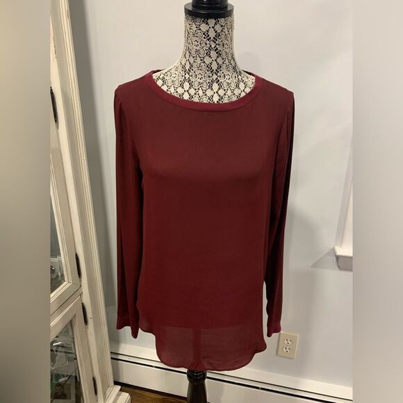 Lou & Grey Tops - Lou & Grey Burgundy Blouse with Long Sleeves